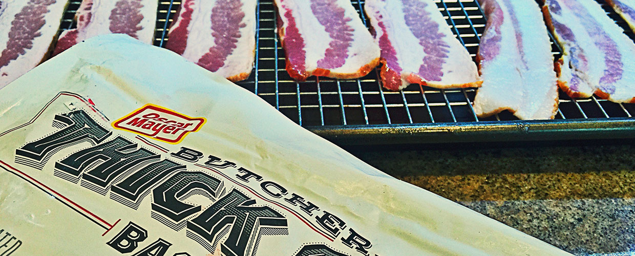 Bacon cooked in oven